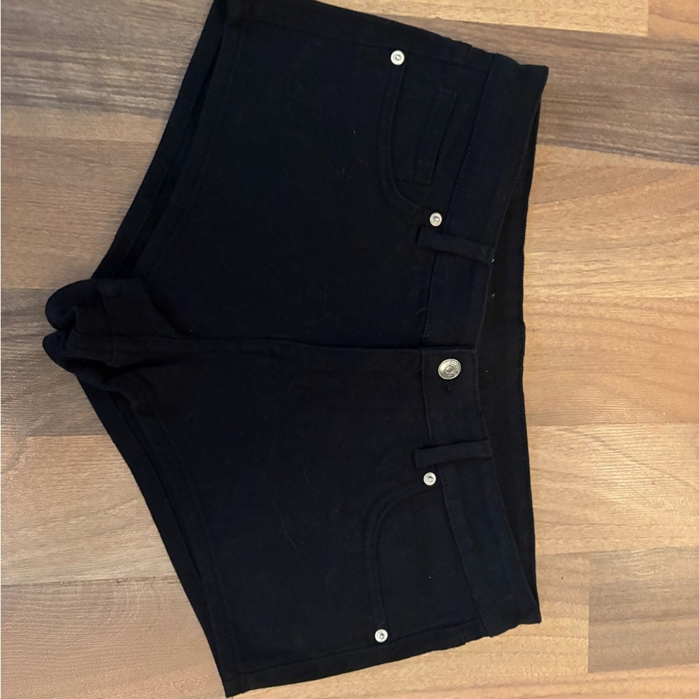 Divided Black Jean Shorts